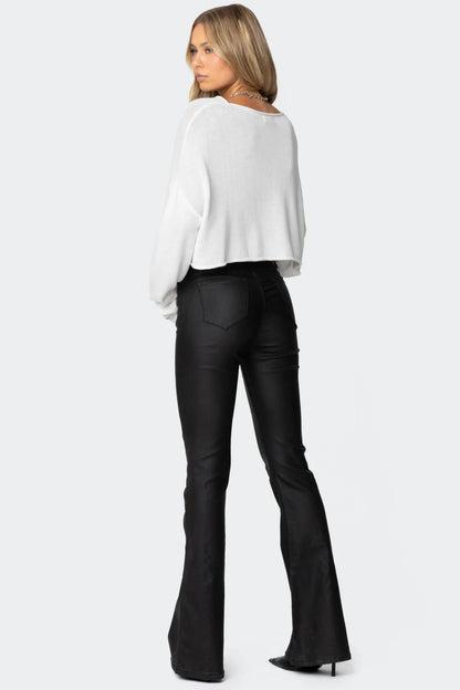 Hot Leather Look Flares